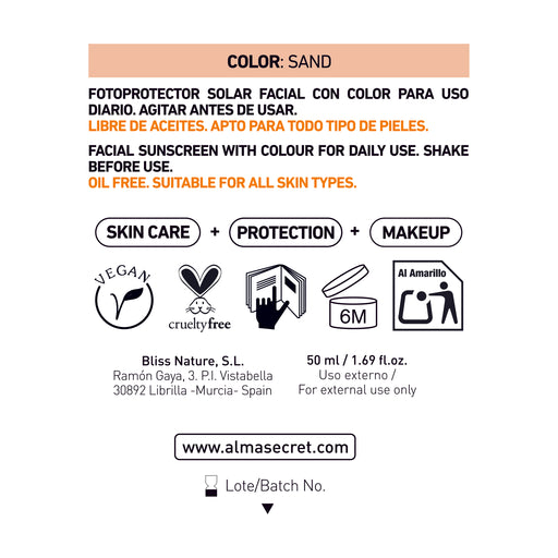 Crema Solare Viso Colorata SPF50: Sand 50 ml - Alma Secret - 2