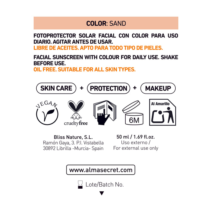 Crema Solare Viso Colorata SPF50: Sand 50 ml - Alma Secret - 2