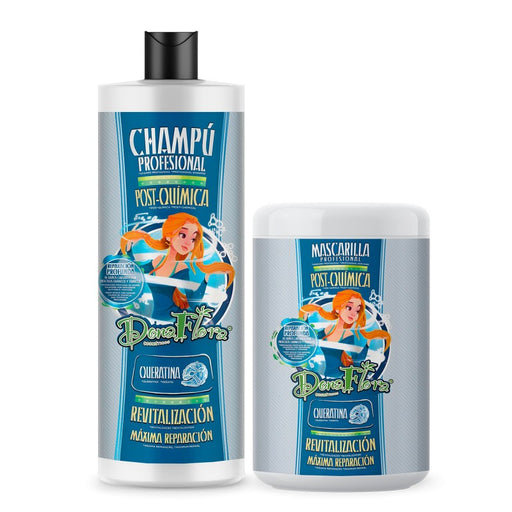 Pacco Post-Chimica: Shampoo 1000ml + Maschera per Capelli 1000ml - Dona Flora - 1