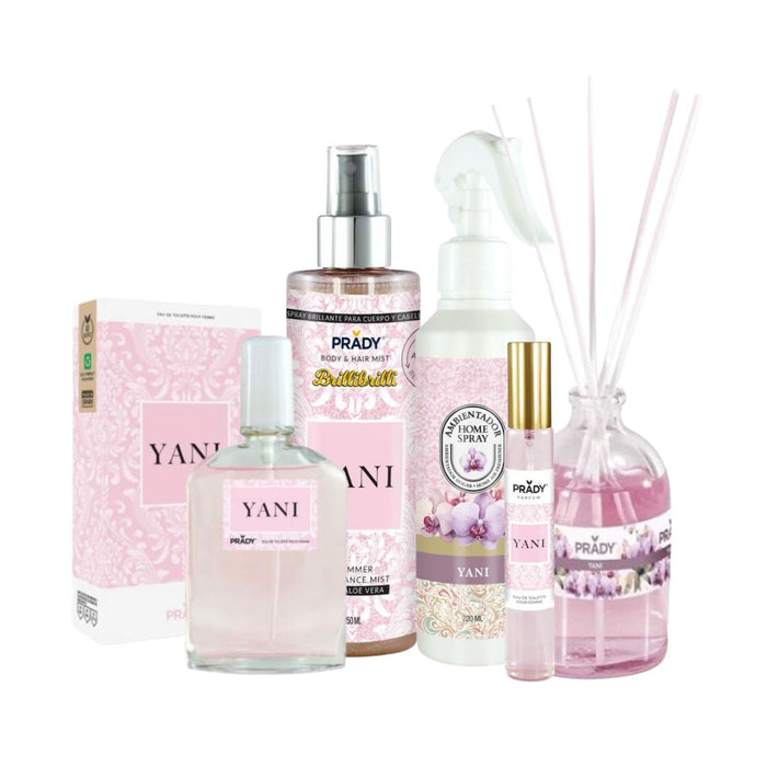 Pacchetto Yani (profumo 90ml + profumo 33ml + body mist + spray deodorante per ambienti + mikado) - Prady - 1