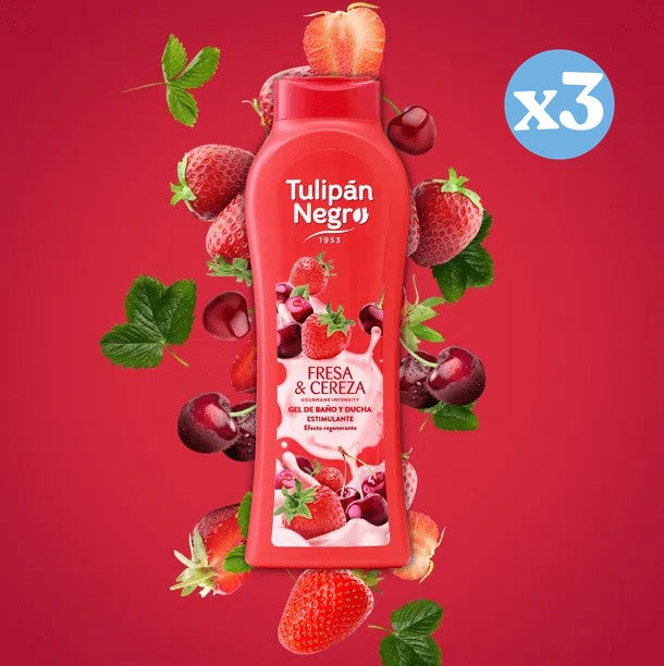 Confezione 3x - Gel di passione fragola e ciliegia - Tulipan Negro - 3