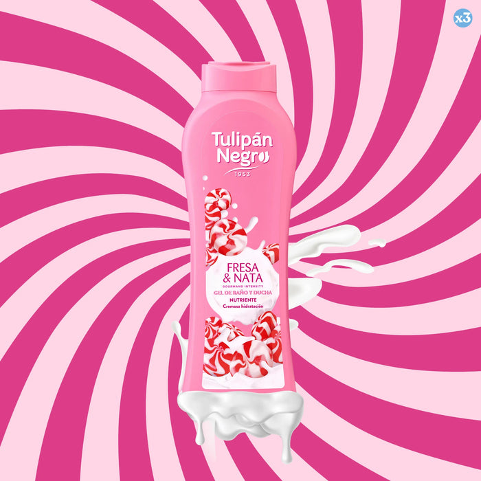 Pacco 3x - Kiss fragola e panna gel doccia e bagno - Tulipan Negro - 3