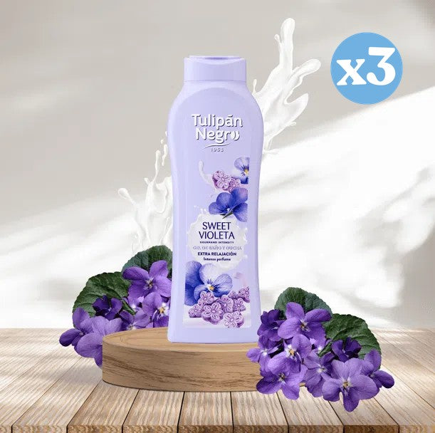 Pacco da 3 - Gel doccia e bagno alla dolce violetta - Tulipan Negro - 3