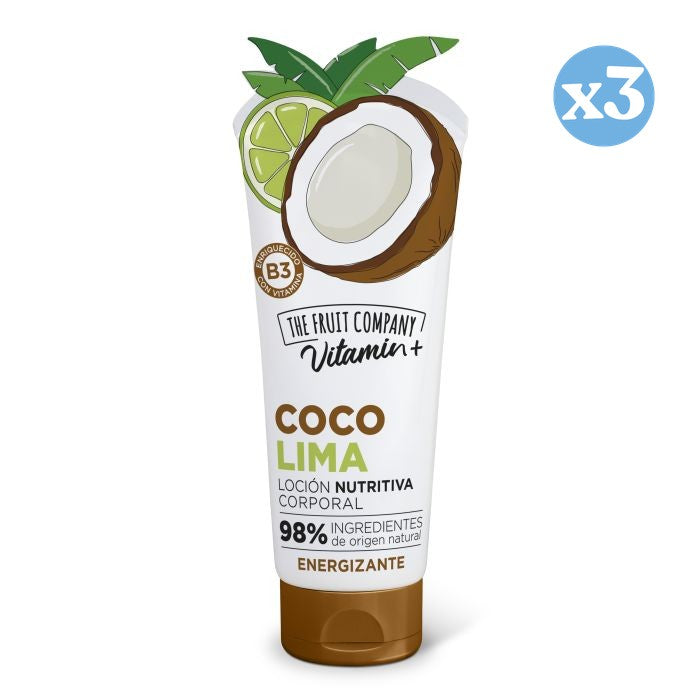 Confezione da 3 - Lozione Corpo Energizzante al Cocco e Lime - The Fruit Company - 1