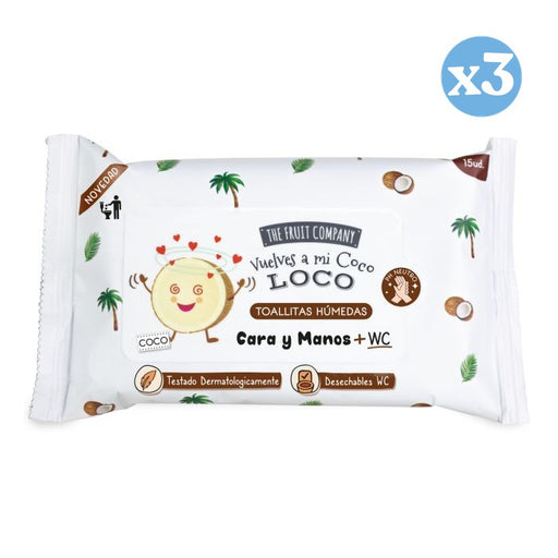 Confezione da 3 - Salviettine idroalcoliche al cocco - The Fruit Company - 1