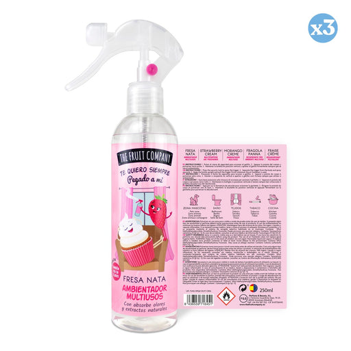 Confezione da 3 - Spray deodorante multiuso Fragola e Panna - The Fruit Company - 1