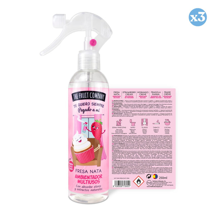 Confezione da 3 - Spray deodorante multiuso Fragola e Panna - The Fruit Company - 1