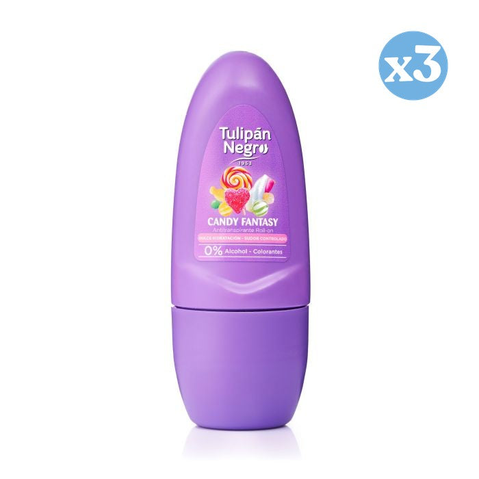 Confezione 3x - Deodorante Roll on Candy Fantasy - Tulipan Negro - 1