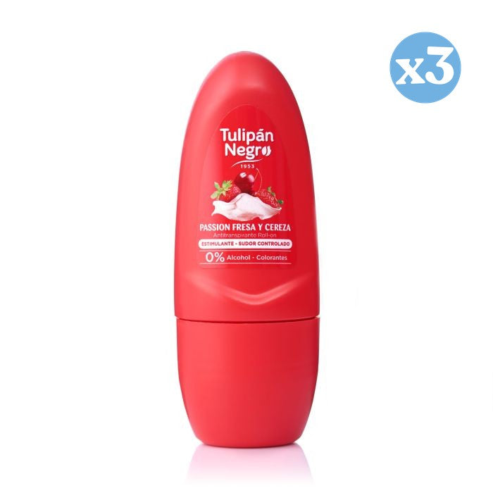 Confezione da 3 - Deodorante Roll on Fragola e Ciliegia - Tulipan Negro - 1