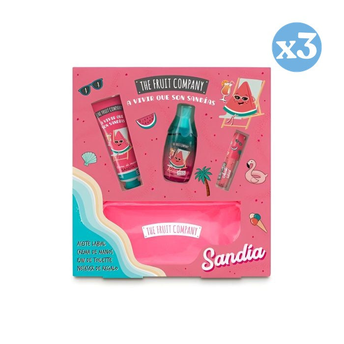 Pacco 3x - Set Summer Anguria Eau de Toilette + Crema Mani + Olio Labbra + Beauty Case 100 ml - The Fruit Company - 1