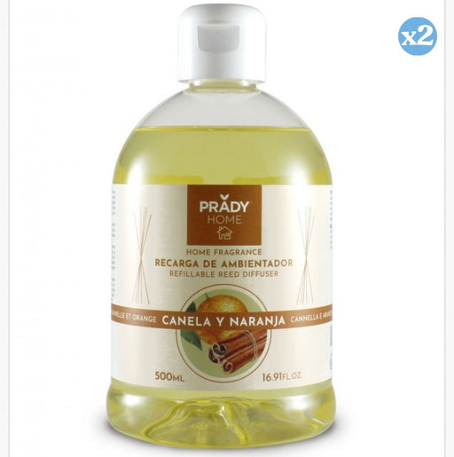 Confezione 2x - Ricarica Profumatore d'Ambiente Mikado Cannella e Arancia - 500ml - Prady - Prady - 1