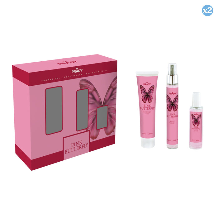 Confezione 2x - Set Pink Butterfly - Eau de Toilette, Body Splash e Body Lotion - 225ml - Prady - Prady - 1