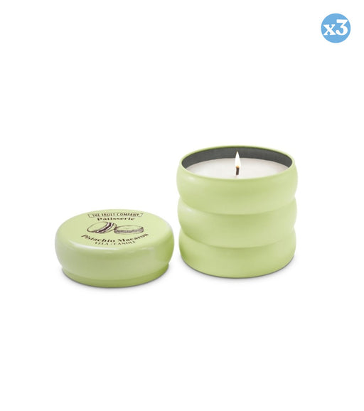 Confezione da 3 - CANDELA LATTINA PISTACCHIO MACARON PATISSERIE 150 G - The Fruit Company - 1