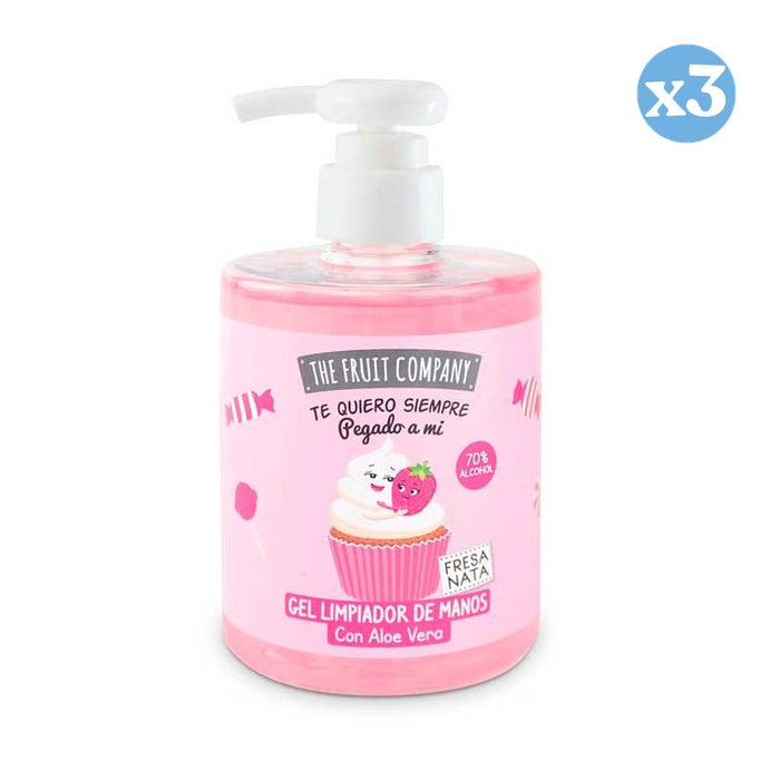 Confezione 3x - Gel Detergente per le Mani - Fragola e Panna - 500ml - The Fruit Company - 1