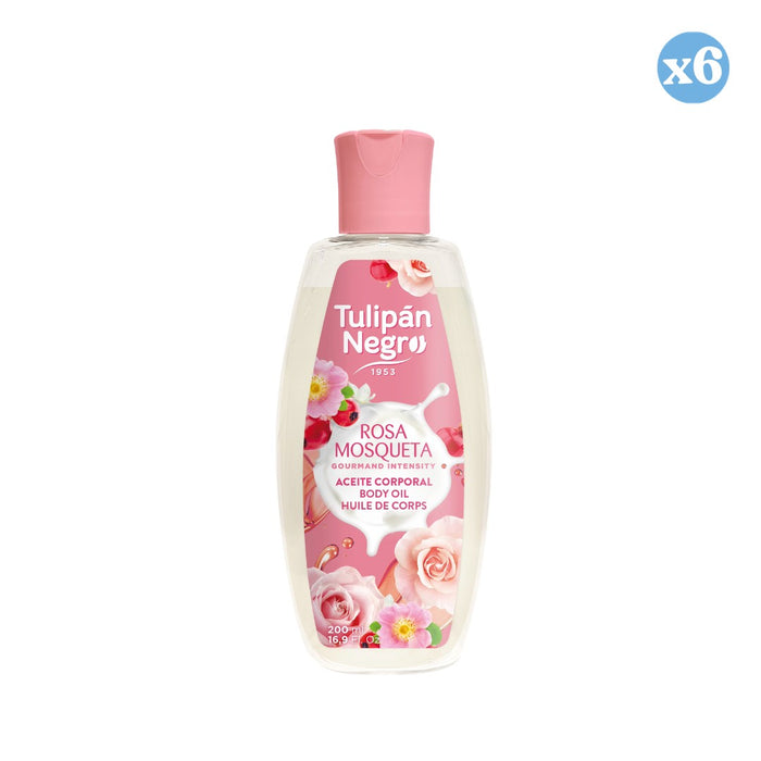 Confezione da 6 - Olio Corpo Tulipano Nero Rosa Mosqueta 200 ml - Tulipan Negro - 1