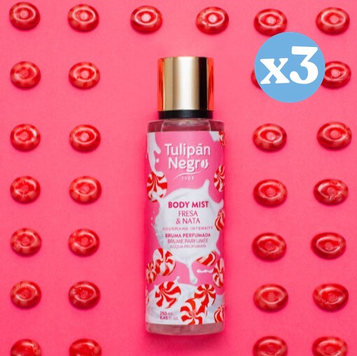 Confezione 3x - Body Mist al Tulipano Nero Fragola & Nata 250 ml - Tulipan Negro - 1