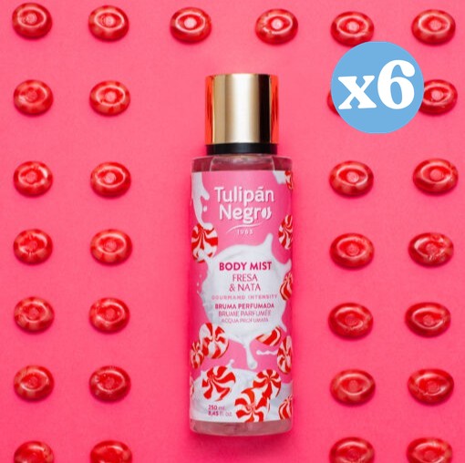 Confezione 6x - Body Mist Tulipano Nero Fragola & Nocciola 250 ml - Tulipan Negro - 1