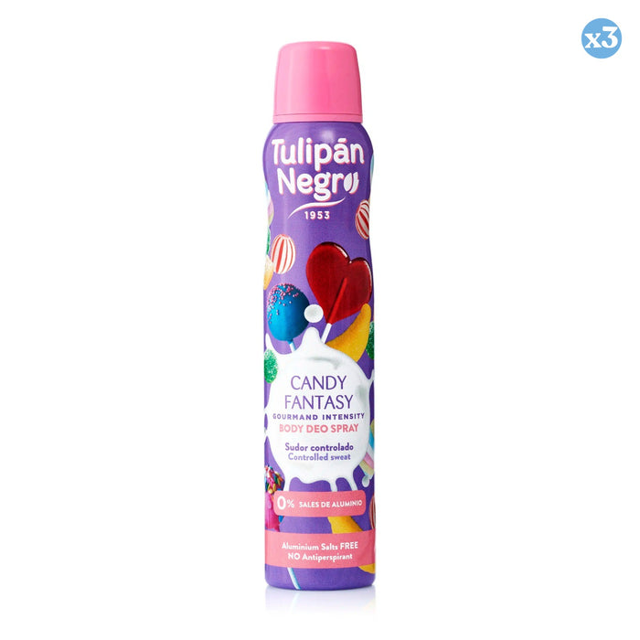 Confezione da 3 - DEO BODY SPRAY TN CANDY FANTASY 200 ML - Tulipan Negro - 1