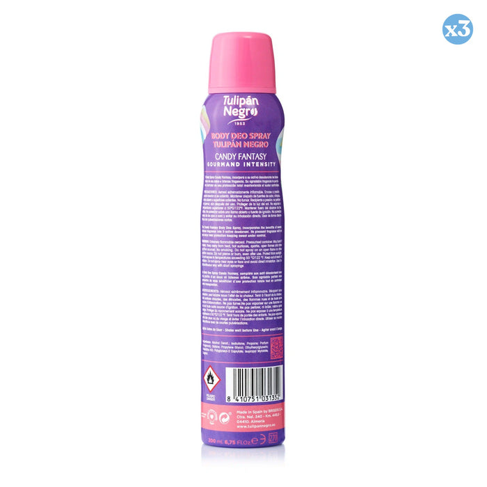 Confezione da 3 - DEO BODY SPRAY TN CANDY FANTASY 200 ML - Tulipan Negro - 2