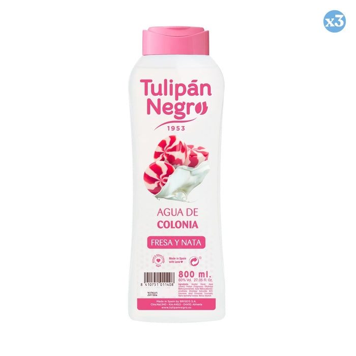 Confezione 3x - ACQUA DI COLONIA TN fragola e panna 800 ML - Tulipan Negro - 1
