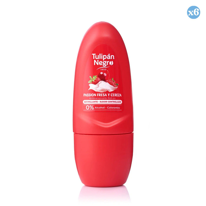 Confezione da 6 - Deodorante Roll-on Fragola & Ciliegia 50ml Tulipano Nero - Tulipan Negro - 1