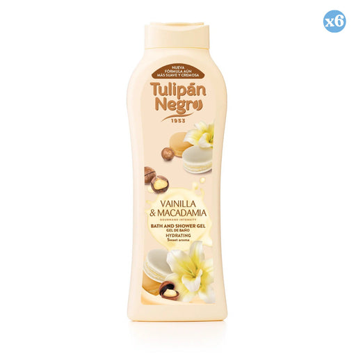 Confezione da 6 - GEL TULIPANO NERO VANIGLIA E MACADAMIA 650 ML - Tulipan Negro - 1