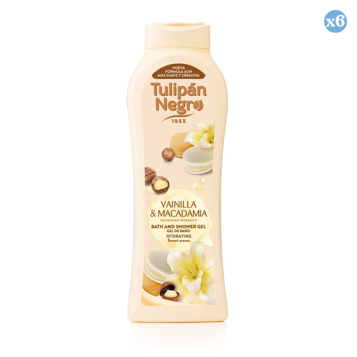 Confezione da 6 - GEL TULIPANO NERO VANIGLIA E MACADAMIA 650 ML - Tulipan Negro - 1