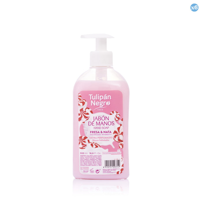 Confezione da 6 - Sapone per le mani Fragola e Panna 500 ml Tulipano Nero - Tulipan Negro - 1
