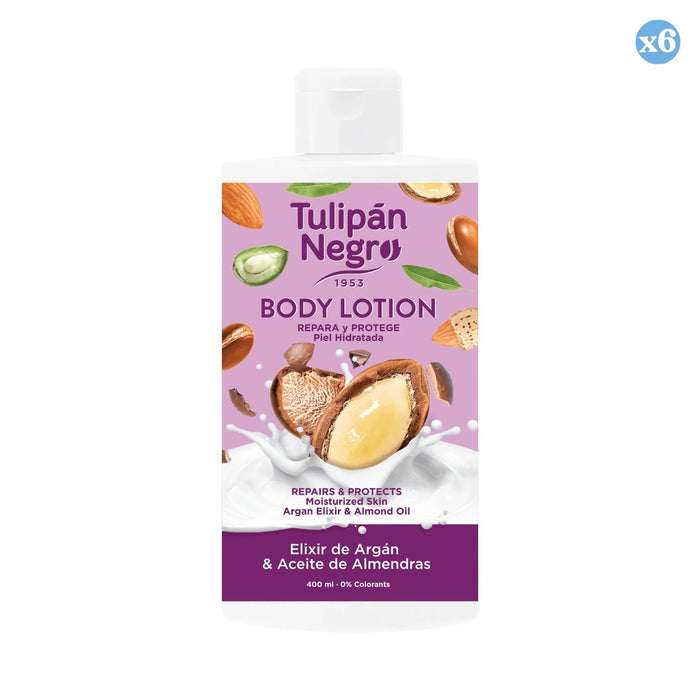 Confezione 6x - LOZIONE PER IL CORPO T.NERO ARGA E MANDORLE 400 ML - Tulipan Negro - 1