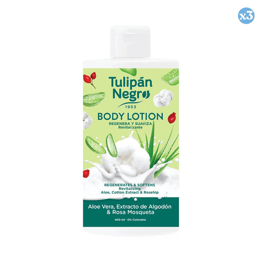 Confezione 3x - LOZIONE PER IL CORPO T.NEGRO ALOE, COTONE E ROSA M 400ML - Tulipan Negro - 1