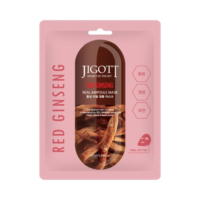 Maschera Viso in Fiala di Ampolle al Ginseng Rosso Reale da 27 ml - Jigott - 1