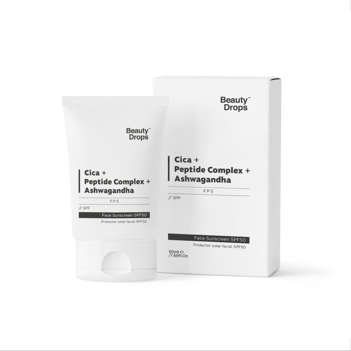 Protettore Solare Cica + Complesso Peptide + Ashwagandha Spf50 - Beauty Drops - 1