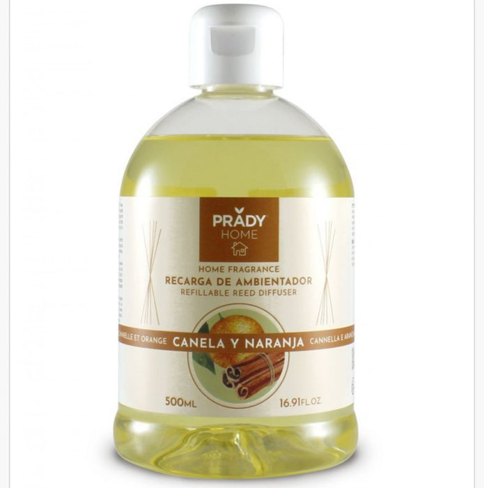 Ricarica Mikado - Prady - 500 ml | Deodorante Ambientale in Formato Risparmio per Diffusori con Bastoncini - Prady : Canela y Naranja - 1