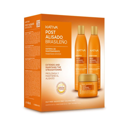 Kit Post Alisado Brasileño 3 unidades Champú + Acondicionador + Tratamiento al Italiano - Kativa - 1