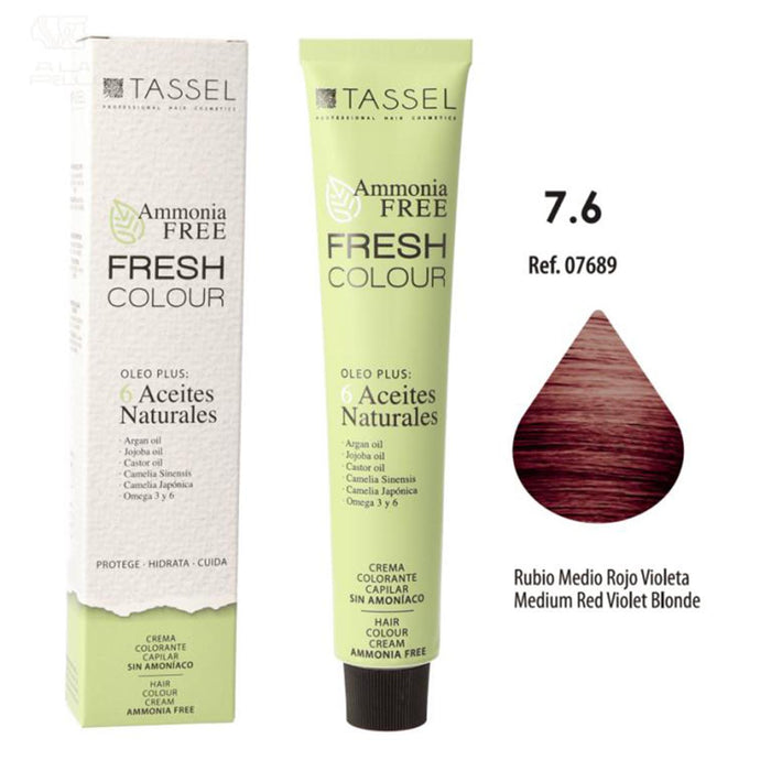 Tinta Fresh Colour senza Ammoniaca 100ml - Tassel : 7.6 Rubio medio rojo violeta - 1