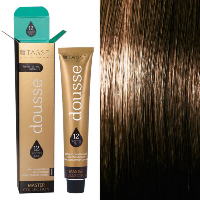 Tintura Capelli Tassel Dousse Master Collection - 100 ml | 11 Tonalità Base con 12 Oli Essenziali - Tassel : 7.83 - RUBIO MEDIO MARRON DORADO - 1