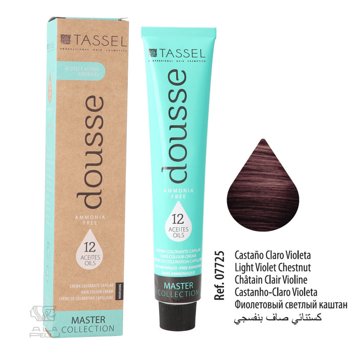 Tintura Capelli Tassel Dousse Master Collection - 100 ml | 11 Tonalità Base con 12 Oli Essenziali - Tassel : 5.6 - CASTAÑO CLARO VIOLETA - 1