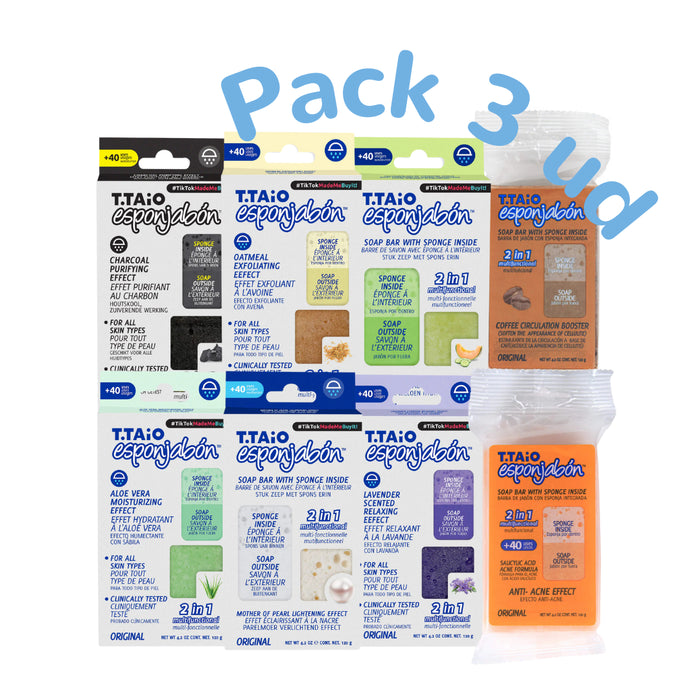 Confezione di 3 SpugnaSapone: Spugna + Sapone 2 in 1 - 120gr - T.taio - 1
