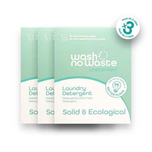 Detergente a strisce biodegradabili - Senza Fragranza - Confezione da 3 - Wash No Waste - 1