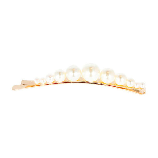Clip lunga dorata con perle assortite 2ud - Eurostil - 2