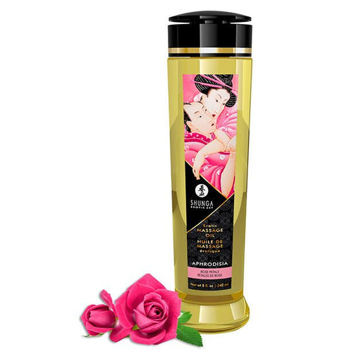 Olio da massaggio erotico con petali di rosa Aphrodisia - Oli - Shunga - 1