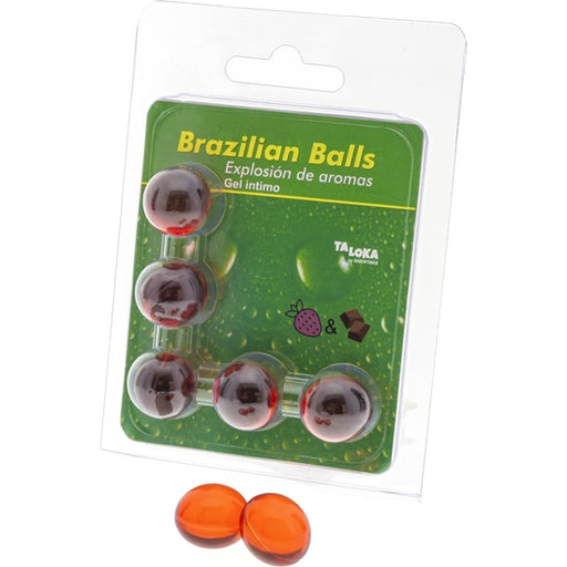 Gel Intimo Brazilian Balls Fragola & Cioccolato 5 Sfere - Taloka - 1