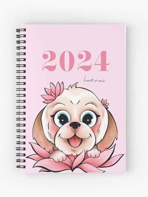 Agenda annuale 2024 di Lotus Dog A6 - Visualizzazione settimanale - Hannai - 1